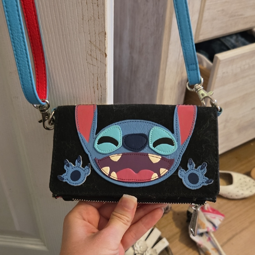 Loungefly Stitch Black and Blue Crossbody Bag